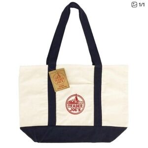 LARGE Trader Joe's Canvas Tote Bag navy